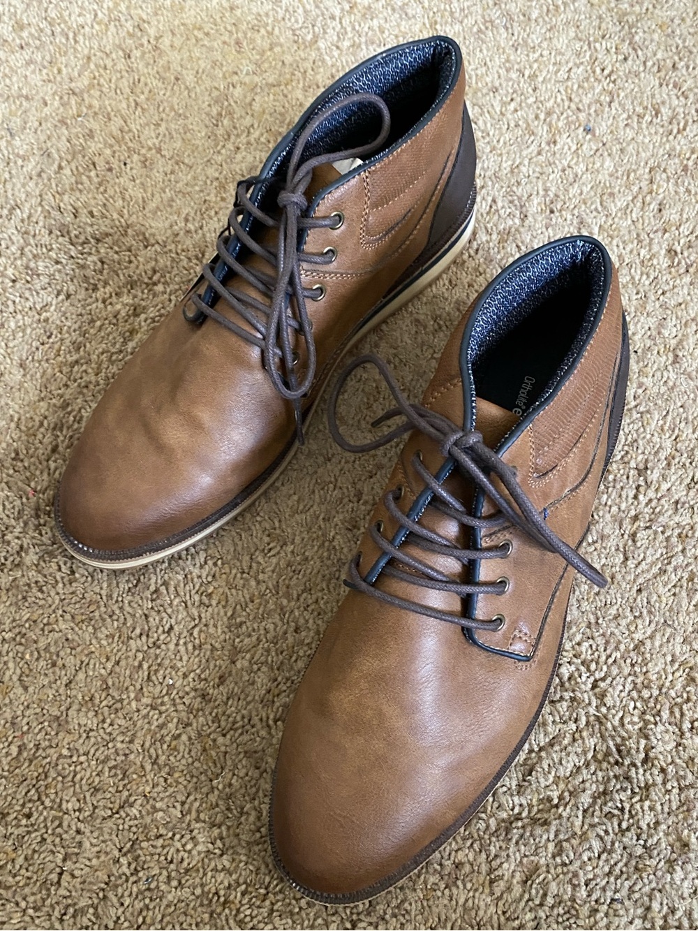 Brown Pleather Lace Up Shoes